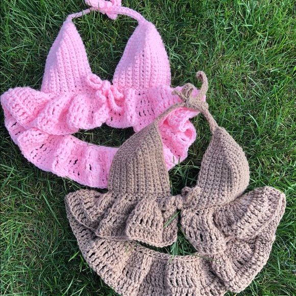 Handmade Crochet Tie Up Halter Tops- Size XS-S - Picture 1 of 14